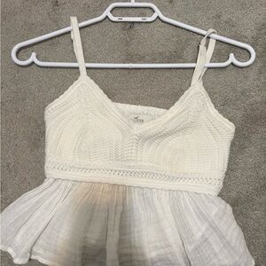 Hollister White Knit Peplum Top